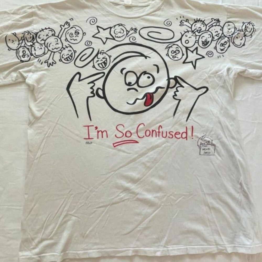 Freeze New York NY Vintage T Shirt I'M SO CONFUSED 1990s Single Stitch Anvil 2X